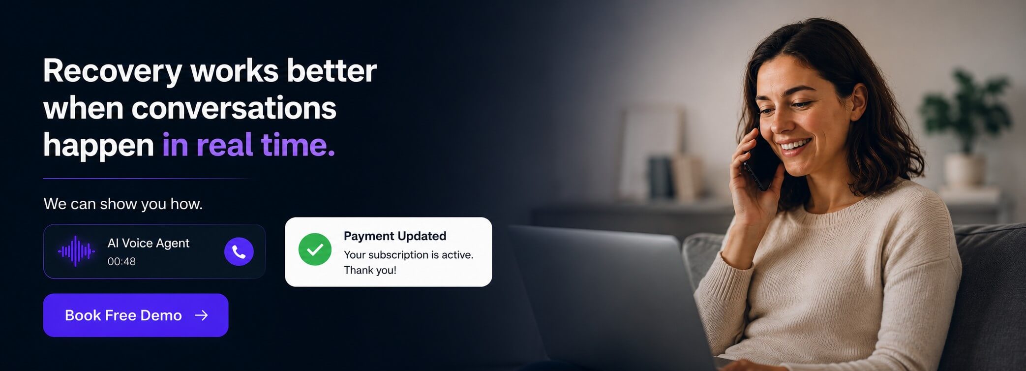 Real-time AI voice interaction to recover failed payments