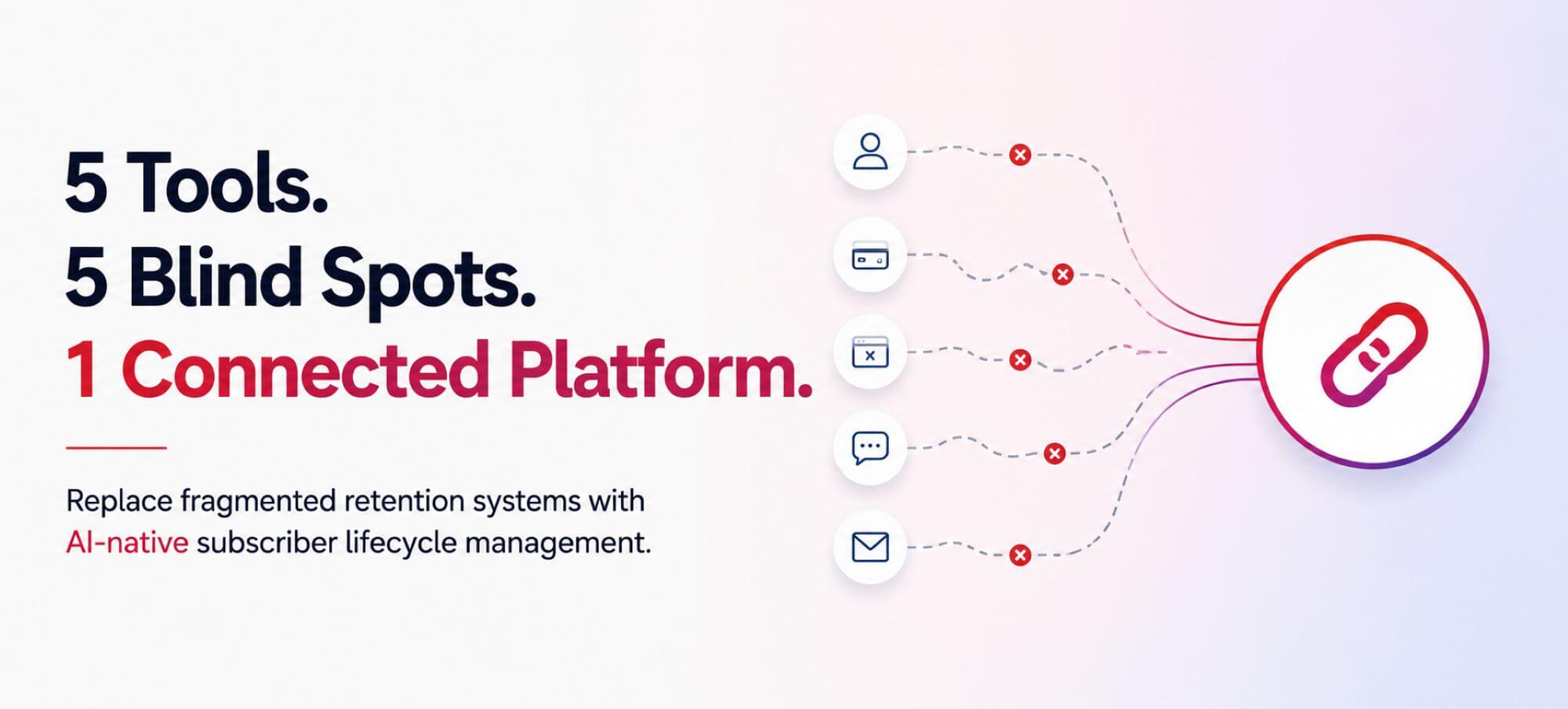 AI-powered subscription retention platform replacing multiple recovery and engagement tools with a unified system