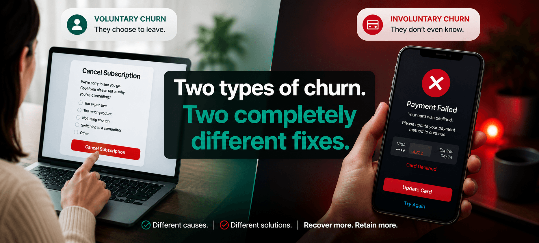 Voluntary vs involuntary subscription churn, two different problems that need two different solutions